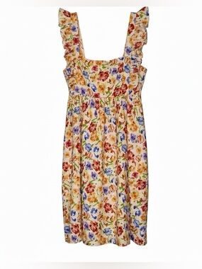 Storia The Rosemary Babydoll Mini Dress Multicolor Floral Ruffle Straps | EUC